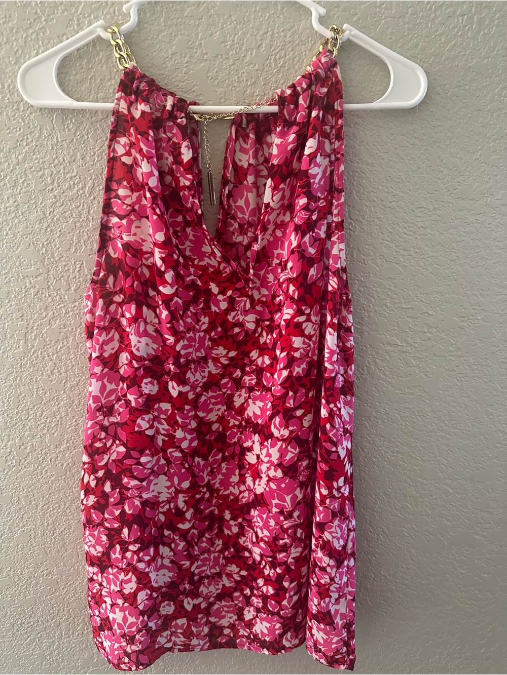 Michael Kors Pink and Red Floral Print Top